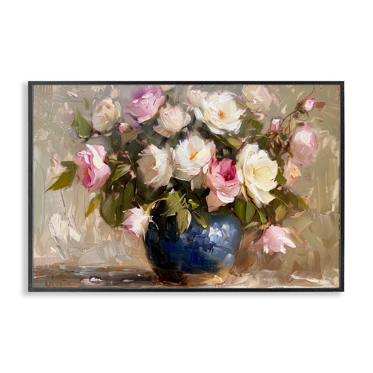 Stupell Industries Painterly Vase of Roses Framed Giclee Wall Art Design by LSR Design Studio